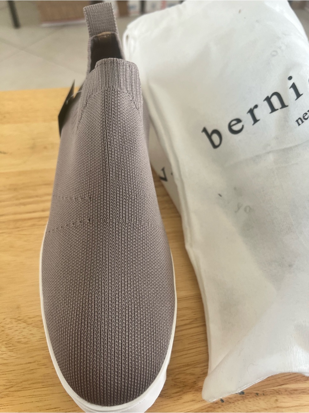 bernie mev. Men's Taupe Knit Slip-On Sneaker